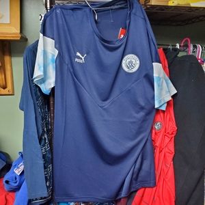 Manchester City Puma Dry Cell Training Jersey Dark Blue With Tie-Dye Sleeves